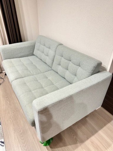 IKEA  2人掛けソファ、グンナレドライトグリーン/メタル