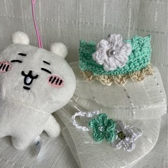 ぽてたま ちいかわ 着せ替え お花のヘアバンド 花柄ワンピース キャラクターグッズの画像