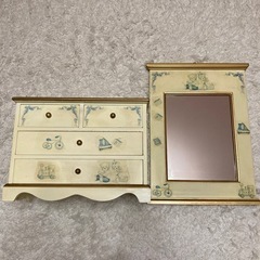 木製　アクセサリーケース　鏡