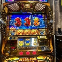 パチスロ 実機 ミリオンゴッド 神々の凱旋 コイン不要機　家庭用電源 データカウンター付き　スロット 家スロ　ＧＯＤの画像