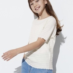 (斬新) ユニクロ　GIRLS シャーリングメロウTシャツ(160)