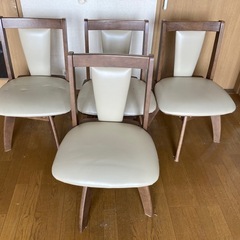 回転式ダイニングチェアー4点セット　合皮&木製　茶系　大阪市此花区より出品　8/6に廃棄予定の画像