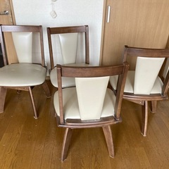 回転式ダイニングチェアー4点セット　合皮&木製　茶系　大阪市此花区より出品　8/6に廃棄予定の画像