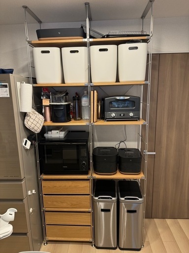 無印良品　ステンレスユニットシェルフ　オーク材横幅112cm