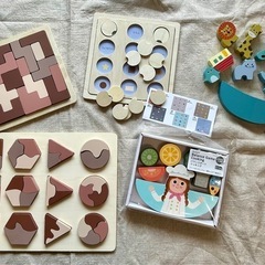 【5種セットで】3coinsスリーコインズ木製知育玩具【パズル・...