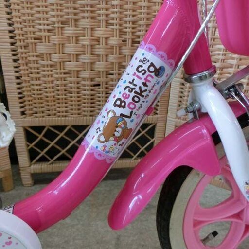 ジュニアサイクル 14インチ 補助輪付き Bear is looking for ピンク系 かわいい 子供用 子供用自転車 A3A36