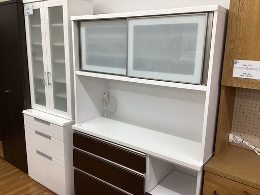 W 15941 NITORI 一枚ガラス扉キッチンカウンター キッチンボード 食器