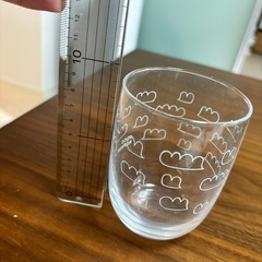 【取引中】ガラスコップ/非売品/雲のようなパン柄の画像