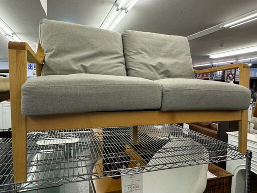 1-123 天然木 木肘2Pソファ【一部地域配送可・現状渡し】カグマニア