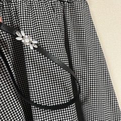 M～L ウエストはゴム 千鳥柄 ベルト付き 美品の画像