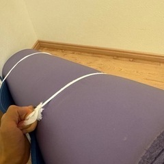 紫、青色2個ヨガマットの画像