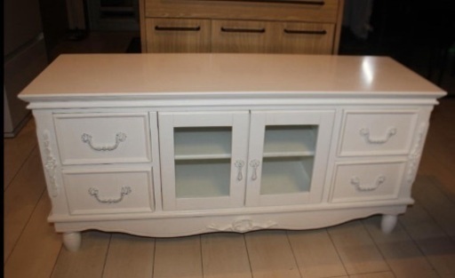 おしゃれ ロココ調 白テレビ台、リビングボード、幅120cm Used/美品