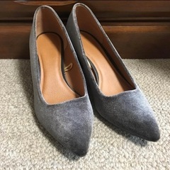 パンプス ベロア生地 グレー 24.5cm Lサイズ