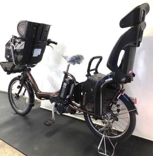 1都4県全域送料無料　業界最長12ヶ月保証　電動アシスト自転車　ブリヂストン　20インチ 3人乗り 子供乗せ　ブラウン色　g86