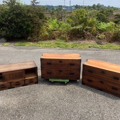 引き取り限定 和家具 ダンス 衣装箪笥 時代箪笥 和箪笥 洋服箪笥 金具 箪笥 たんす 3段 着物たんすの画像