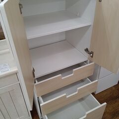 ★ジモティ割あり★ IKEA 収納棚 ホワイト×ベージュ H129×D51.5×W60 クリーニング済み MT1791の画像