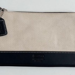 【中古品】コーチ COACH ポーチ キャンバス地 レザー きな...