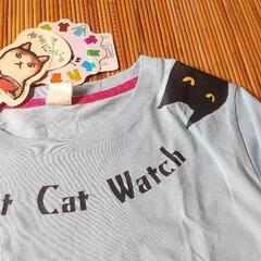 黒猫半袖Tシャツ・神保町にゃんこ堂・タグ付きの画像