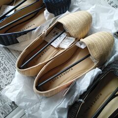 フラットパンプス　ローヒール　雑材　未使用品　Sの画像