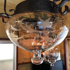 🔥🔥送料無料・設置無料有り🔥🔥イタリー製ガラス 4灯 シャンデリア ダウンライト アイアンフレーム アンティーク調の画像