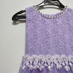 ♥美品 パニエ内蔵 子供 刺繍ドレス ワンピース フォーマル パープル 発表会 結婚式の画像