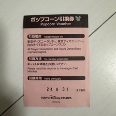 ディズニー ポップコーン引換券