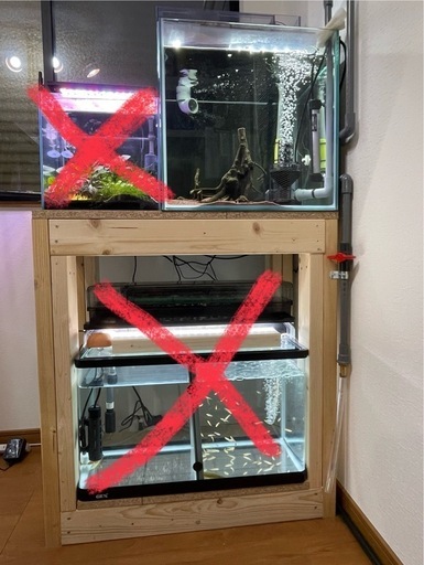 (値下げしました)45cmキューブ水槽 上部フィルター 水槽台　一式セット