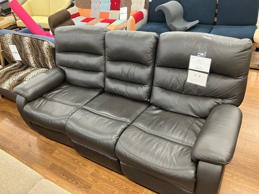 3人掛けソファー　破れアリ　合皮　ブラウン　18,700円