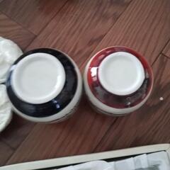 【新品未使用】奈良　湯呑み　大小　蓋　箱付き2個セットの画像