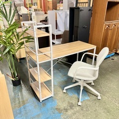 🌟激安‼️ 2点セットアテーナライフ　ラック付きデスク　ナチュラル　幅１２０ｃｍ🌟A0031の画像