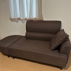 2-3人掛け ブラウンソファ オットマン付き