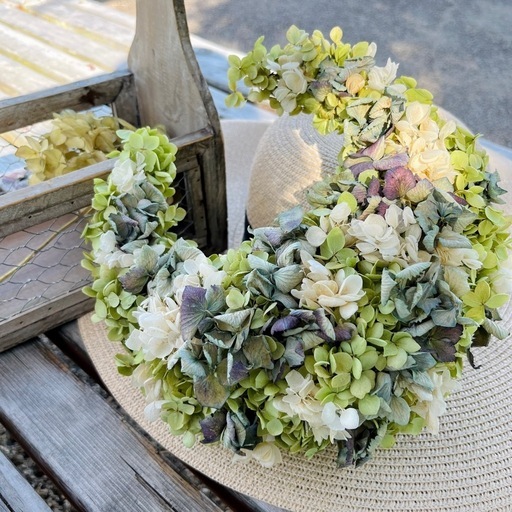 アナベル紫陽花　三日月リース 三日月リース アナベル紫陽花