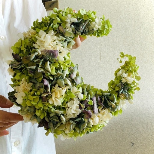 三日月リース アナベル紫陽花