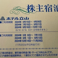 ホテル立山40%オフ宿泊券の画像