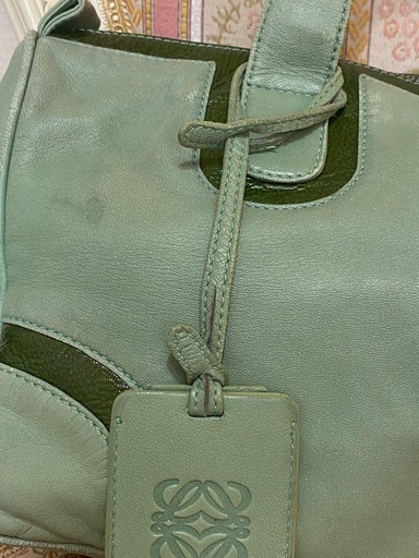 LOEWE ロエベ　レザー　ミニボストン　アナグラム　ライトグリーン