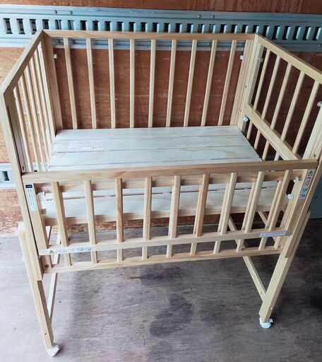 Yamatoya 大和屋 ミニサイズベビーベッド トール Wオープン ミニベビーベッド 幅102cm 奥行き67cm 高さ120cm 床板高さ変更可能