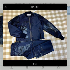イギリスの注目ブランド“AGI & SAM”の ボンバージャケット＆ボトム　セットアップS新品未使用〜ペイント加工ネイビーの画像