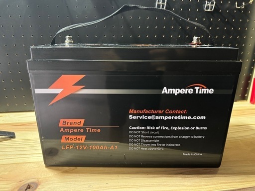 Amper Time 12V100Ah リン酸鉄リチウムイオンバッテリーBMS付き、ディープサイクルバッテリー　耐用年数10年