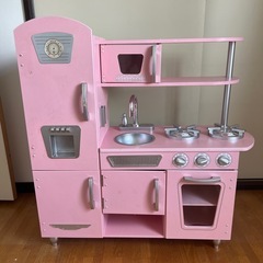 キッドクラフト おままごと　木製キッチン　ピンク　冷蔵庫　レンジ...
