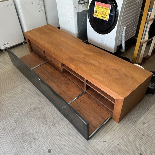 【美品‼️】定価336,600円♪ ヒラシマ 210cm幅ローボード(ショコラ) テレビ台 リビング収納家具 オーク無垢材 ブラウン♪
