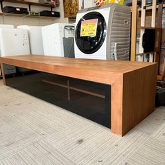 【美品‼️】定価336,600円♪ ヒラシマ 210cm幅ローボード(ショコラ) テレビ台 リビング収納家具 オーク無垢材 ブラウン♪の画像