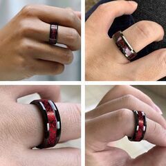 ルミナスドラゴン光るステンレスリング（新品）ブラック＆レッドの画像