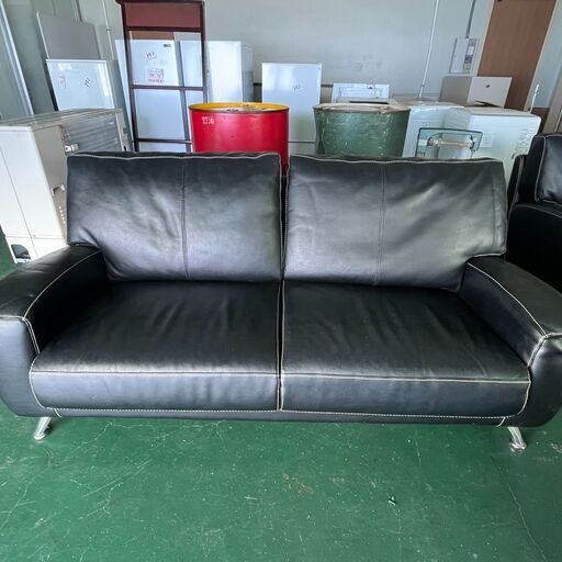【中古】２人掛け ソファー 革