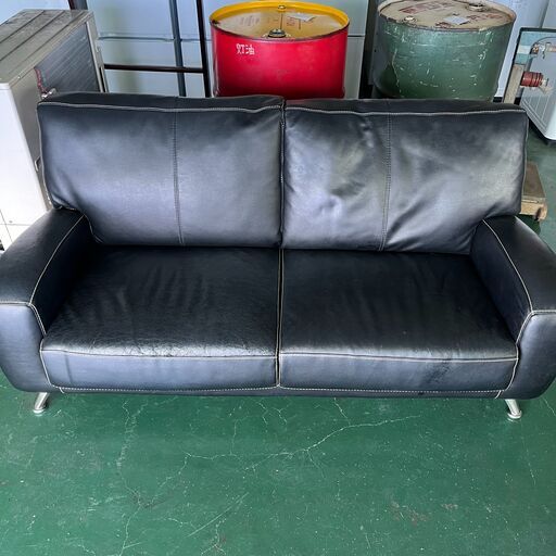 【中古】２人掛け ソファー 革