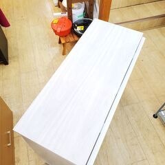 バタフライ キッチンカウンター キャスター付き ホワイト 木目模様 幅90㎝奥行35/50cm×高さ67cm★近隣配送無料 買取帝国 朝霞店の画像