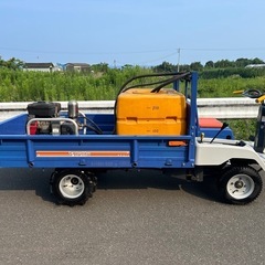筑水キャニコム セル付き　美品　運搬車 セット動噴　タンク付き　ES60 サテライト　最大作業能力約600kg４輪　大型 運搬機　平ボディ 三方開　噴霧　鶏舎　運搬　林業　ローリータンクの画像
