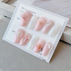 ピンク　お花　ネイルチップ　　