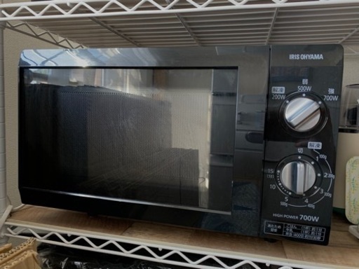 アイリスオーヤマ　2022年製　電子レンジ　ブラック　黒　フラットテーブル　IRIS OHYAMA　60Hz　西日本