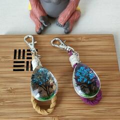 None スエード紐 チャーム( 花しずく・蝶 )