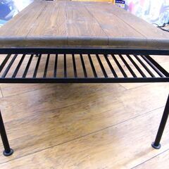 テーブル インダストリアル アイアンフレーム ローテーブル 木目 座卓 センターテーブル 家具 札幌市 厚別区の画像
